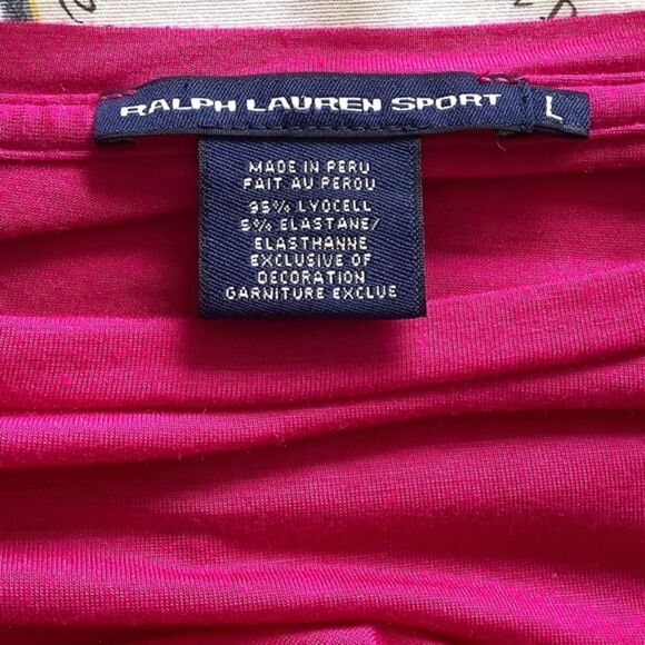 Ralph LAUREN SPORT LOGO MAGENTA DOLMAN SLEEVES WOMAN TOP SIZE L​​ - Picture 4 of 7